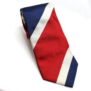 Vintage Burberrys of London Red Navy Wide Stripe Silk Tie 3.25” Blade